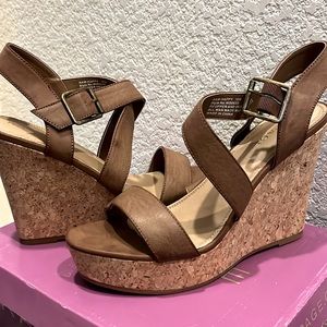 Rampage tan wedges, never worn size 10 medium